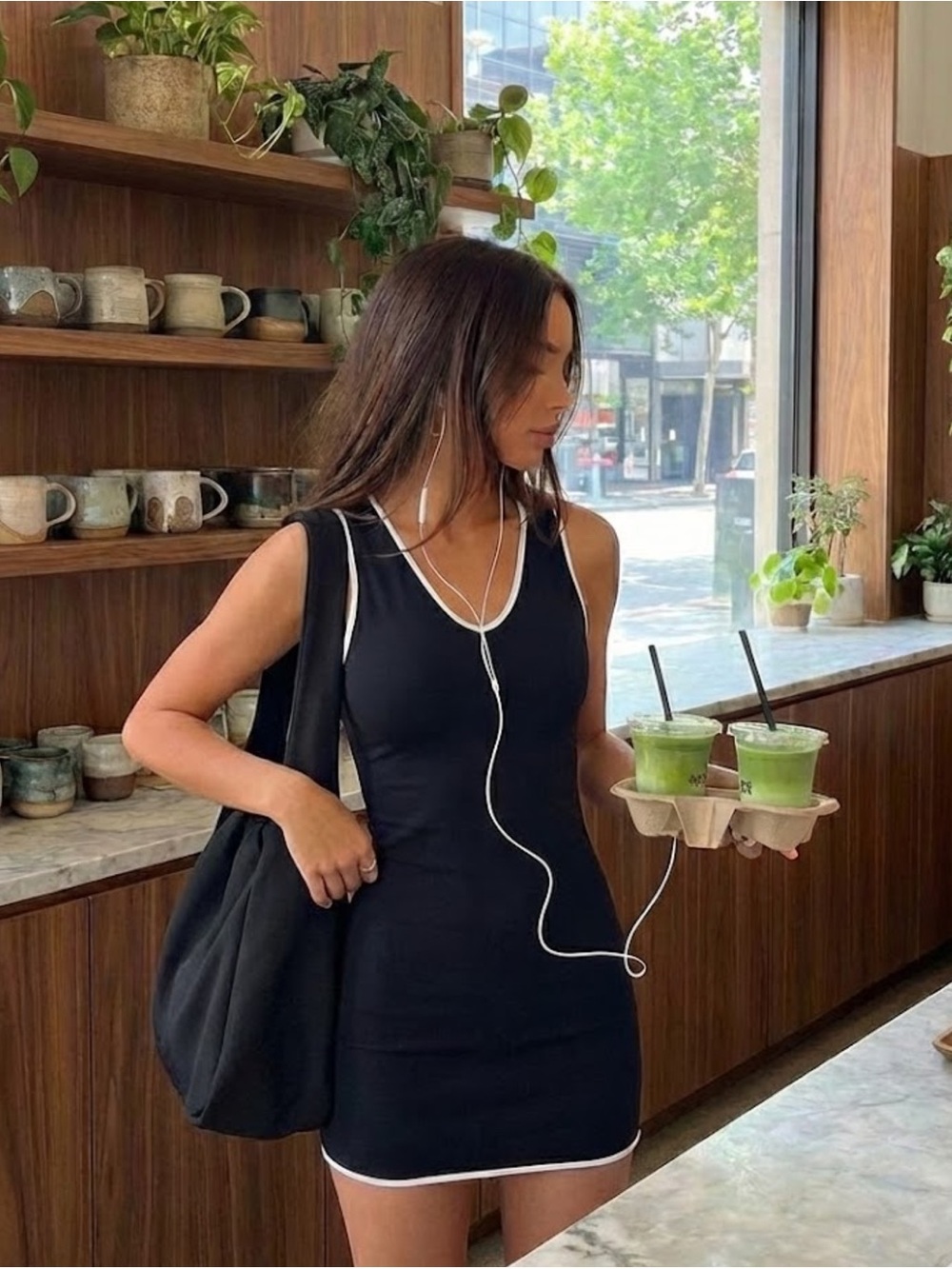Nubyen-Marylebone Low Back Flare Dress in Black and White